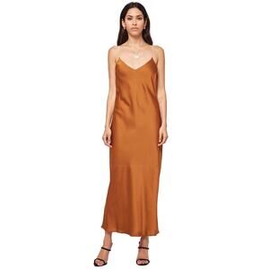 L*Space Brooklyn Satin Midi Dress in Amber Brown, Size Small-NWT